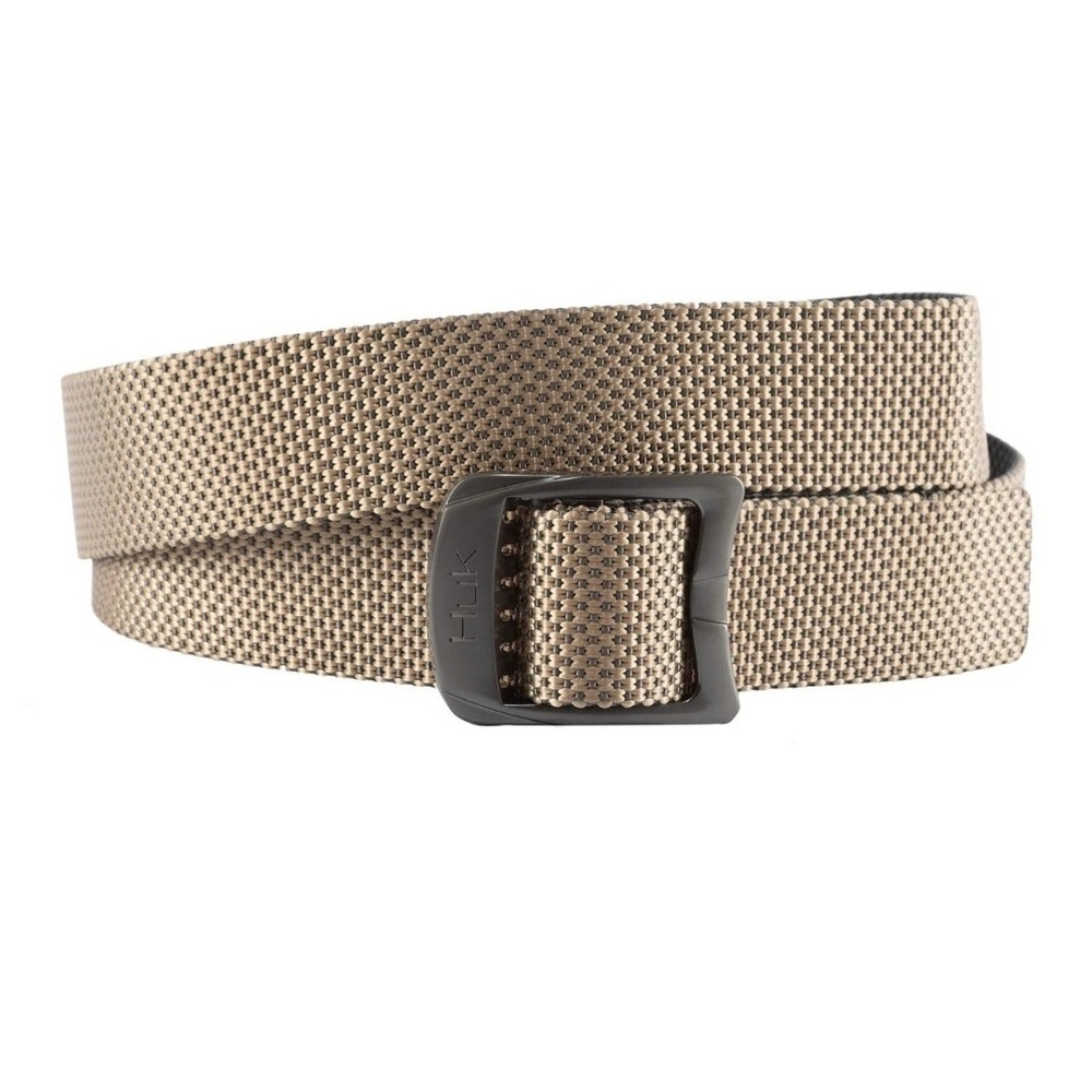 Huk Men's Performance Fishing Nylon Web Belt Tan Black Tactical Quick Dry OS